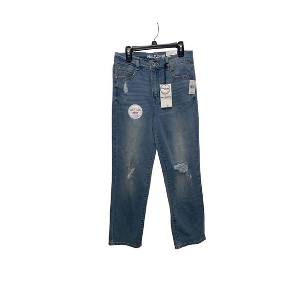WallFlower The Fearless Curvy Blue Distressed Medium Wash Jeans 5/27 Regular - Picture 1 of 3